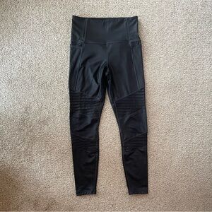 Athleta inclination moto tights leggings pants metallic black XS